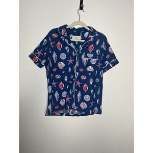 Print Fresh Women Pajama Blue Beachcomber Short Sleeve Top Size Small